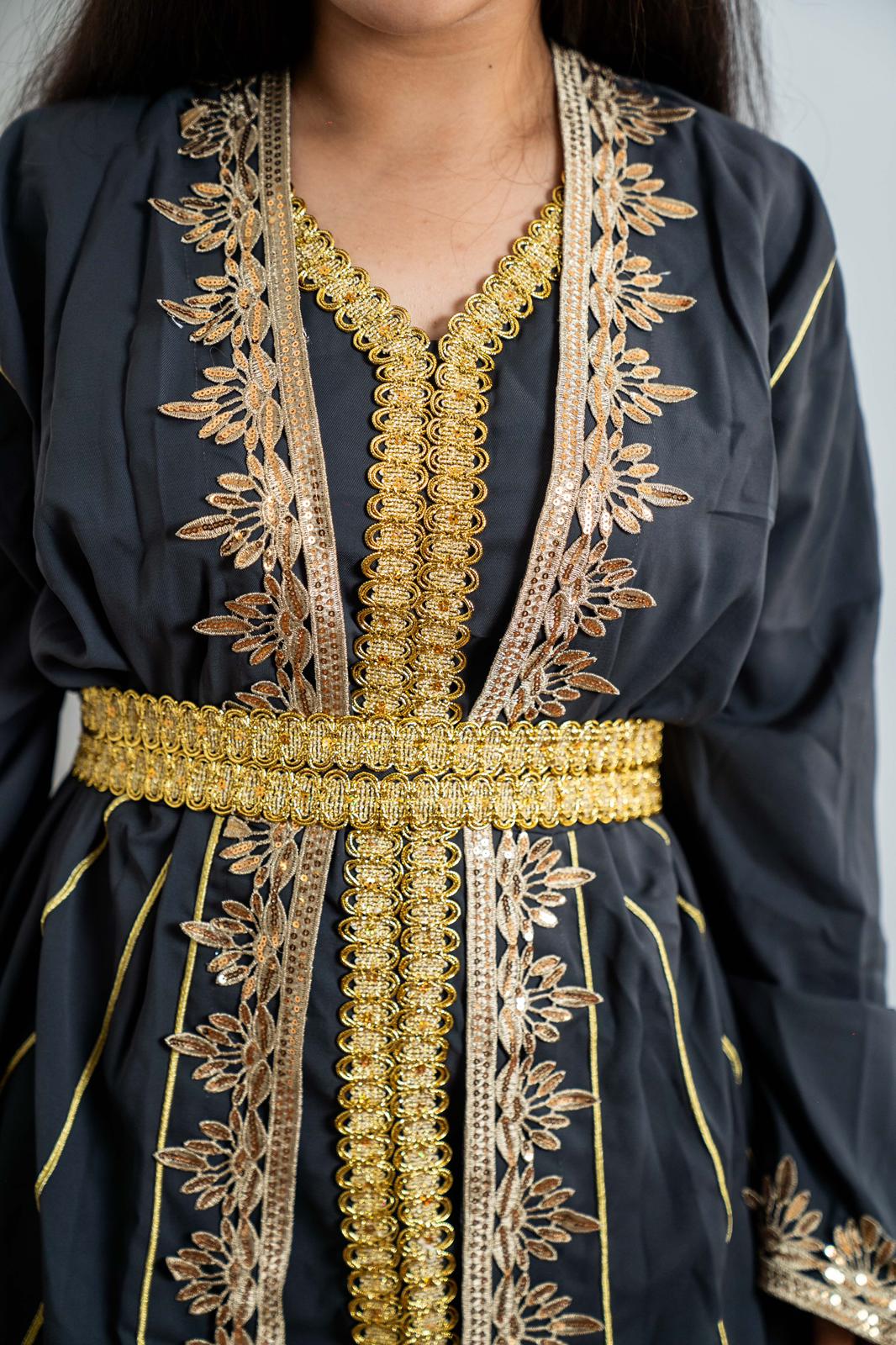 Takchita -Verde con ricami oro