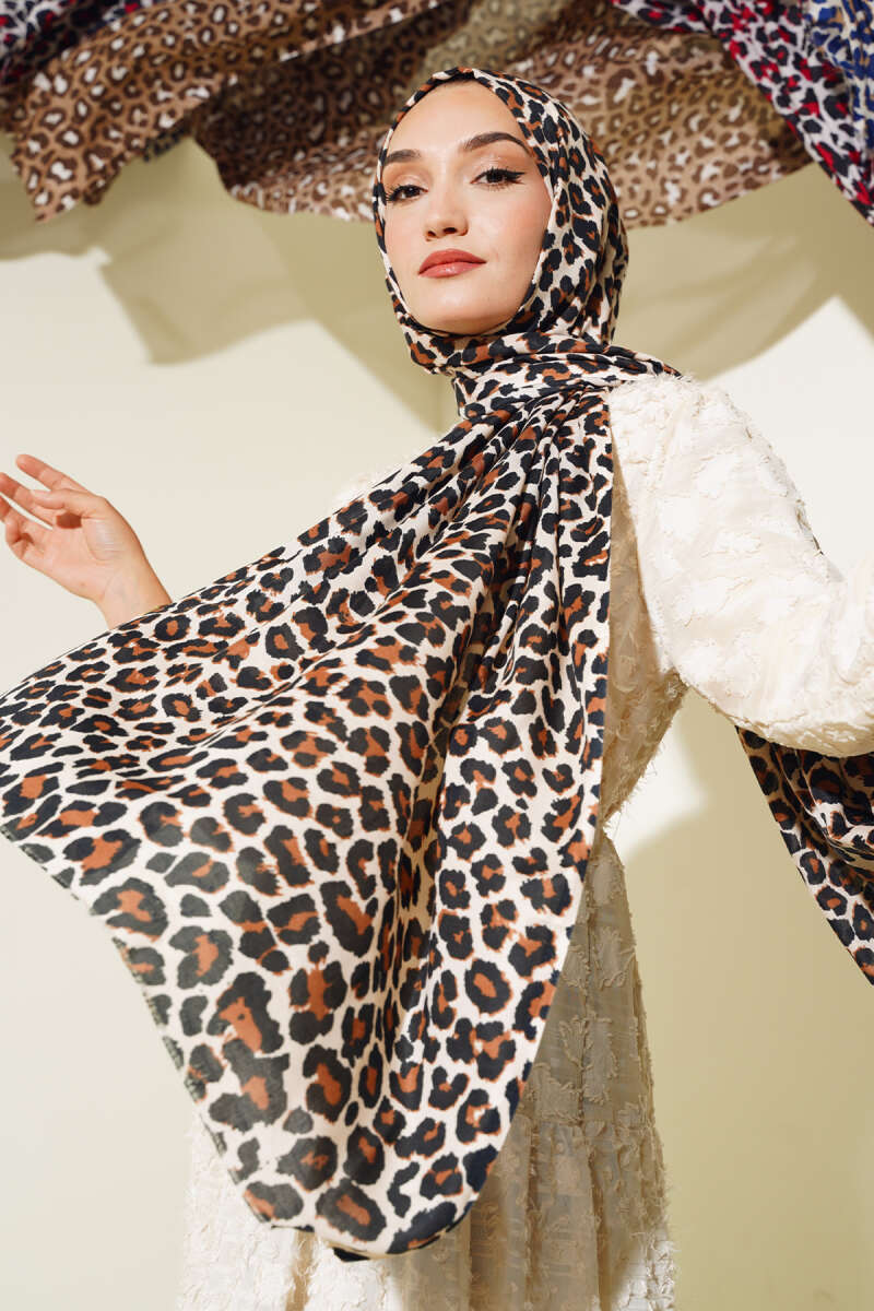 Hijab Fantasia Leopardata Marrone
