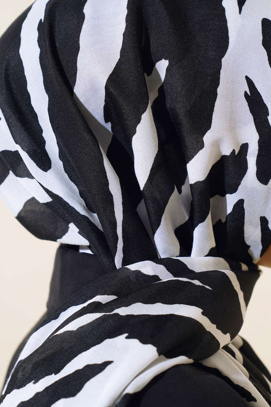 Hijab in cotone con motivo zebrato Nero Bianco