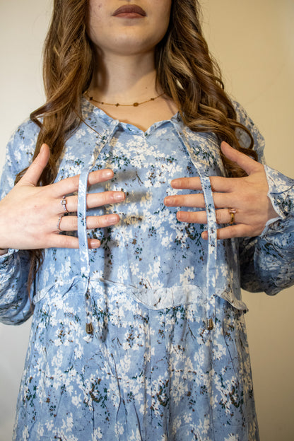 Abaya Casual Floreale -Azzurro