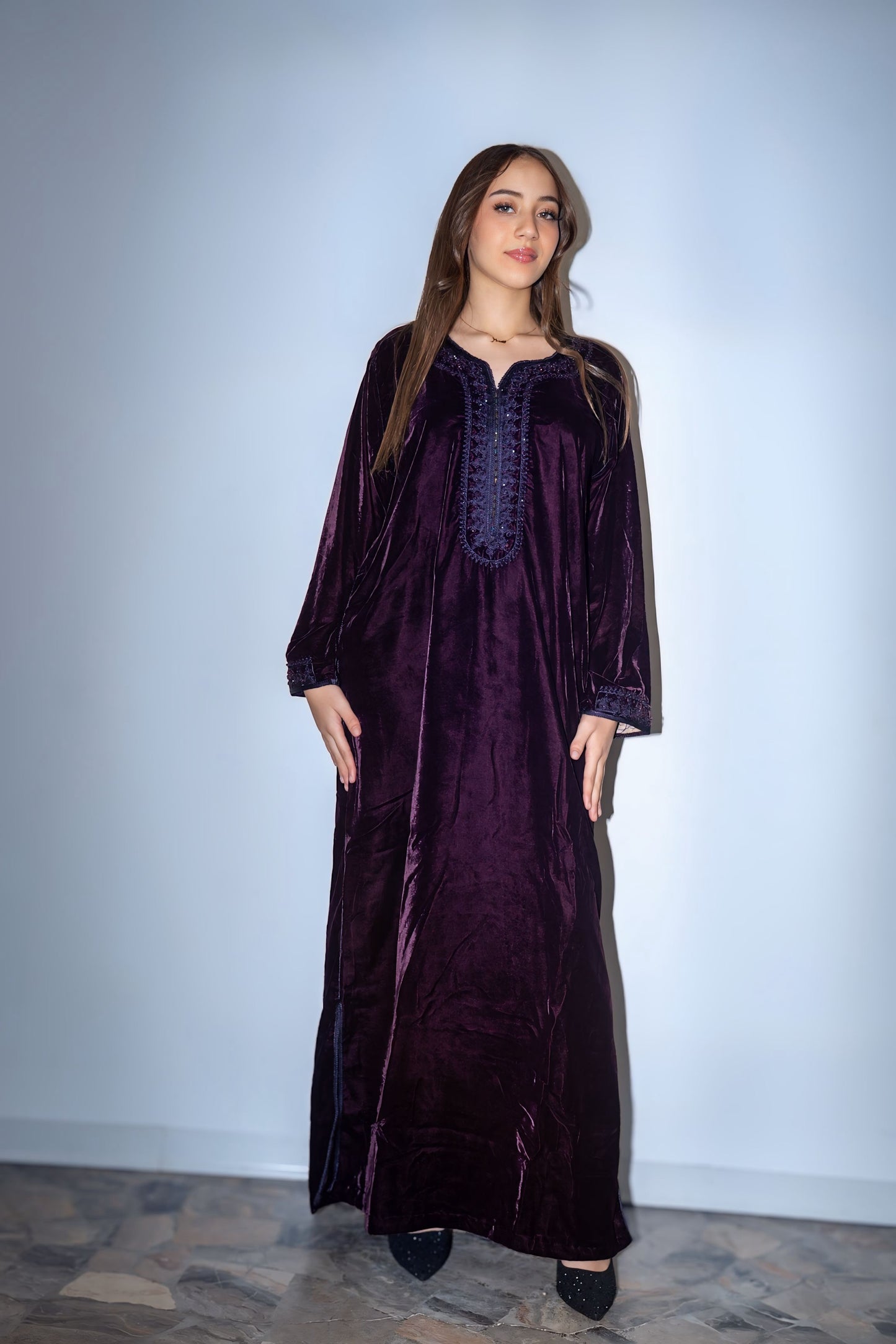 Caftan -Velluto Viola prugna
