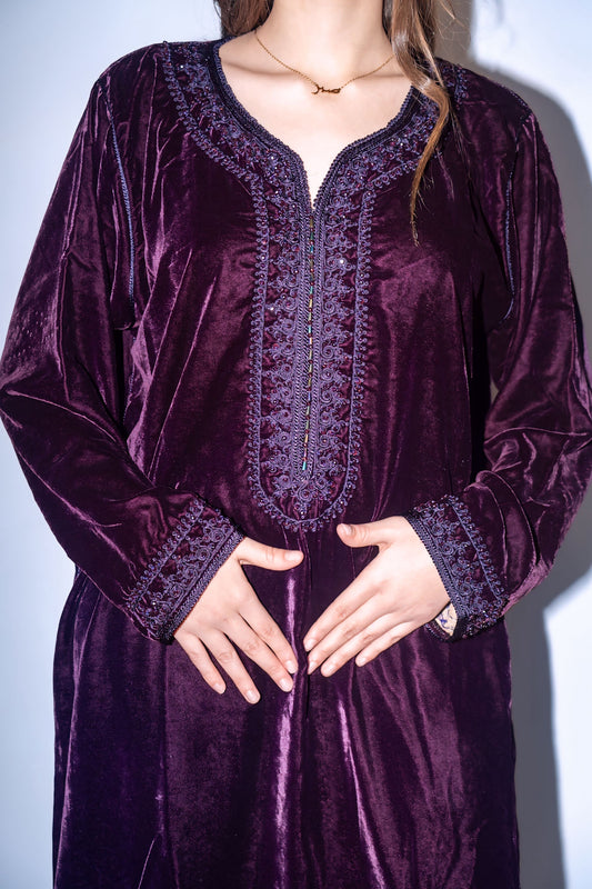 Caftan -Velluto Viola prugna