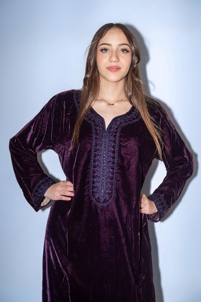 Caftan -Velluto Viola prugna