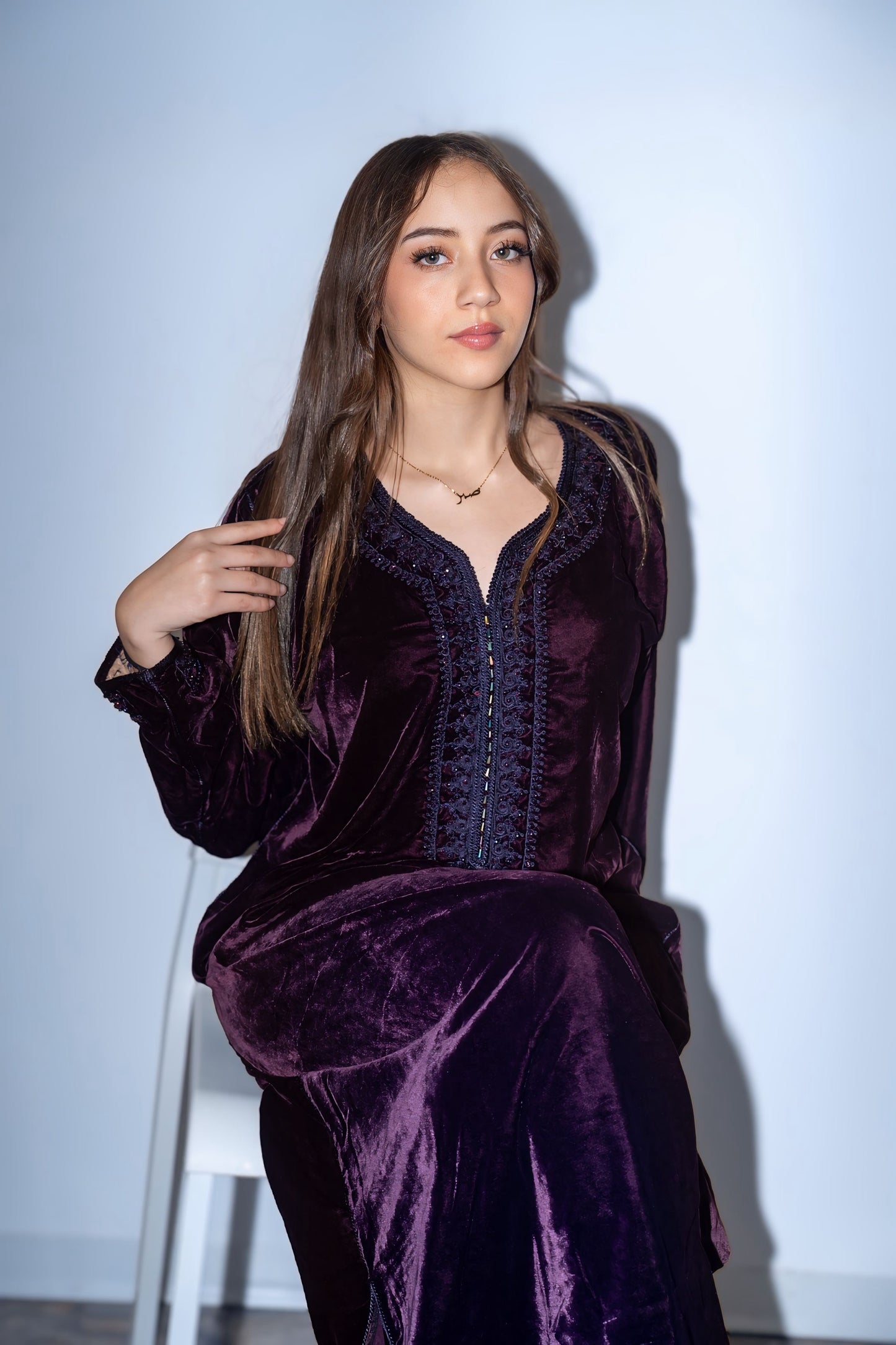 Caftan -Velluto Viola prugna