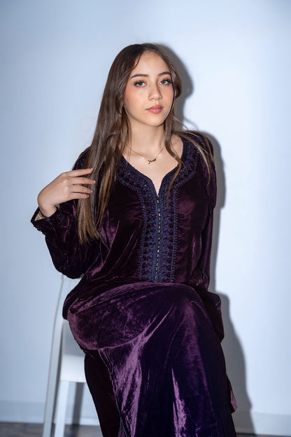 Caftan -Velluto Viola prugna