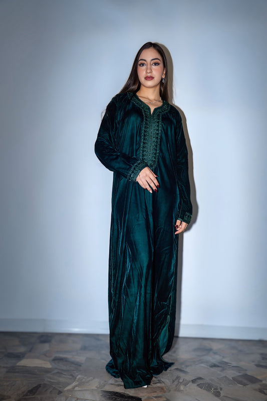 Caftan -Velluto Verde smeraldo