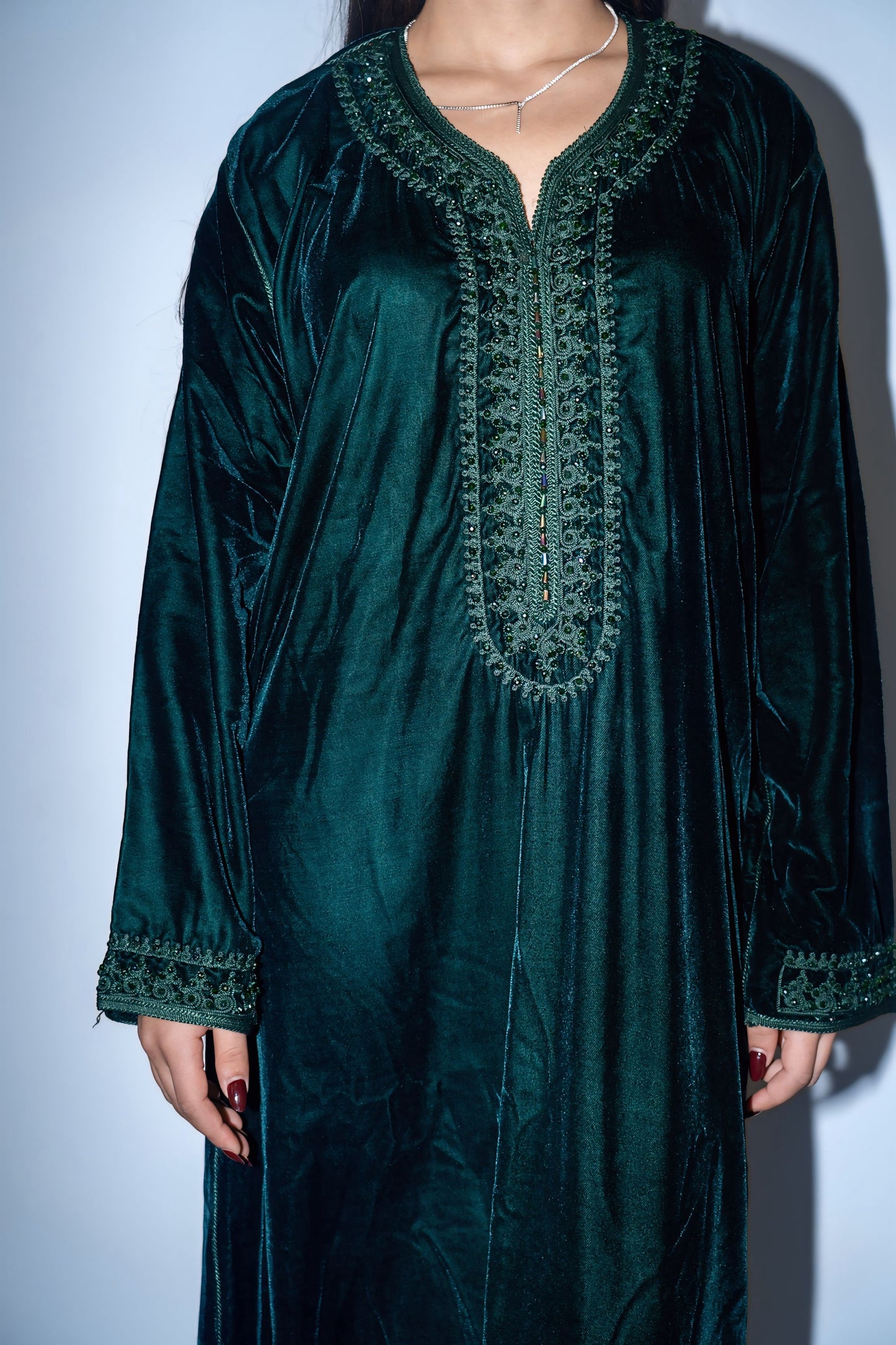 Caftan -Velluto Verde smeraldo