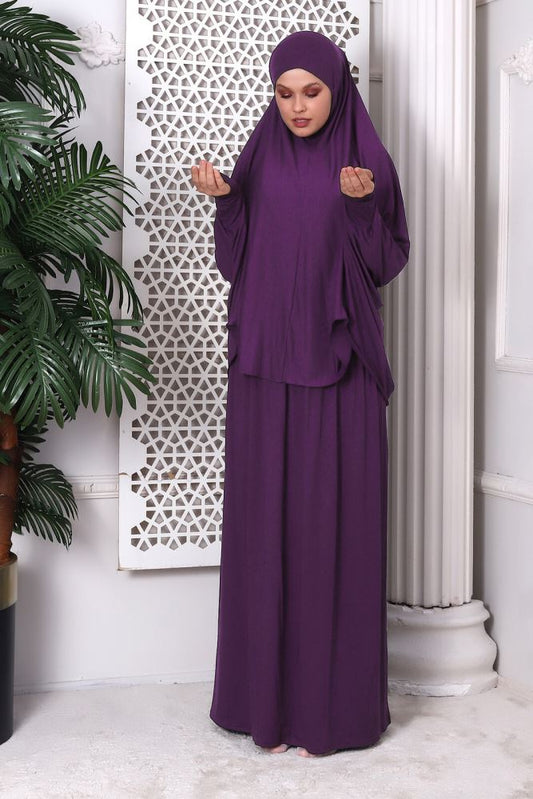 Abito da preghiera pratico in due pezzi - viola