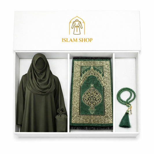 Box Ramadan - (Tappeto da preghiera - Zikirmatik- Set preghiera - Verde)