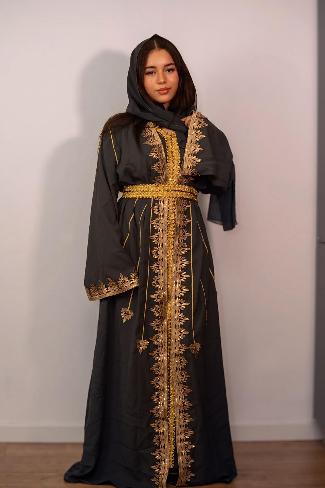 Takchita -Verde con ricami oro