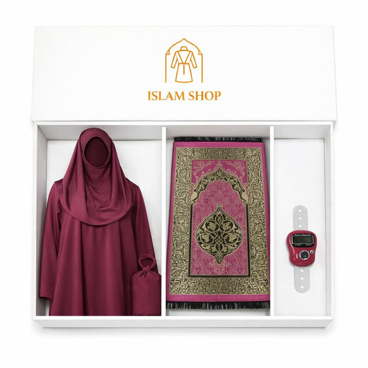 Box Ramadan - (Tappeto da preghiera - Zikirmatik- Set preghiera -Fucsia
