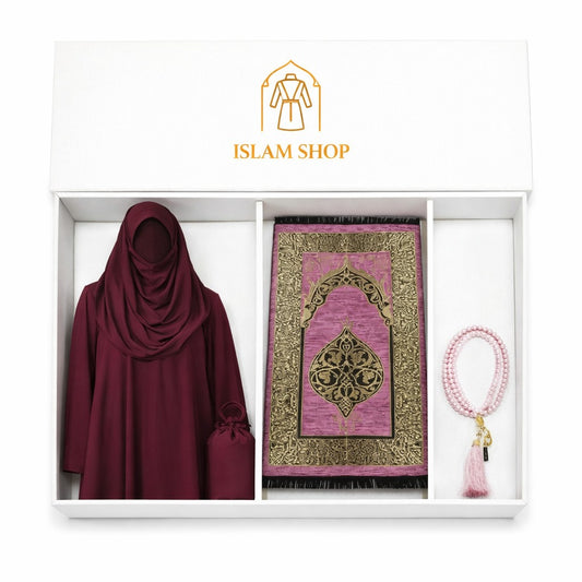 Box Ramadan - (Tappeto da preghiera - Tasbih - Set preghiera - Fucsia )