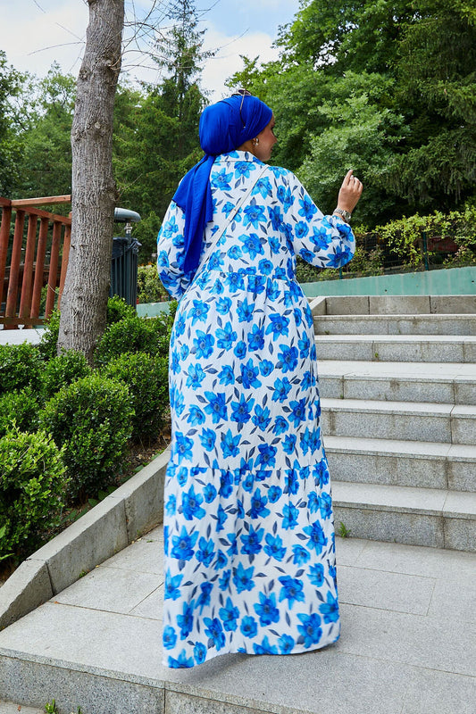 Abaya hijab con colletto a camicia e motivo modal Saxe