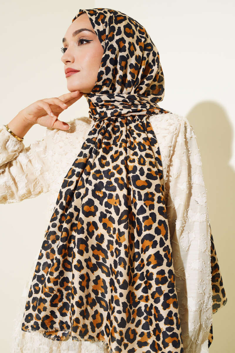 Hijab con motivo leopardato Cammello