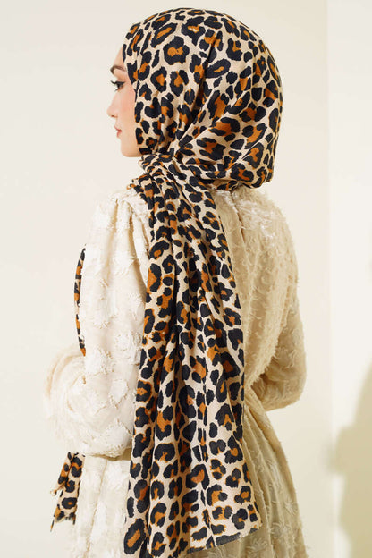 Hijab con motivo leopardato Cammello