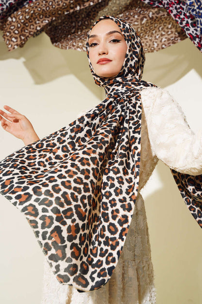Hijab Fantasia Leopardata Marrone