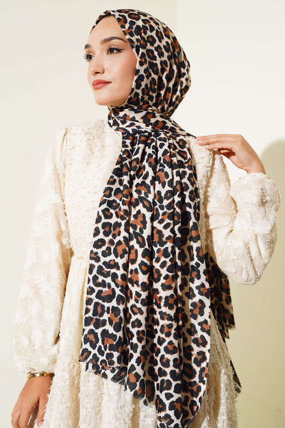 Hijab Fantasia Leopardata Marrone