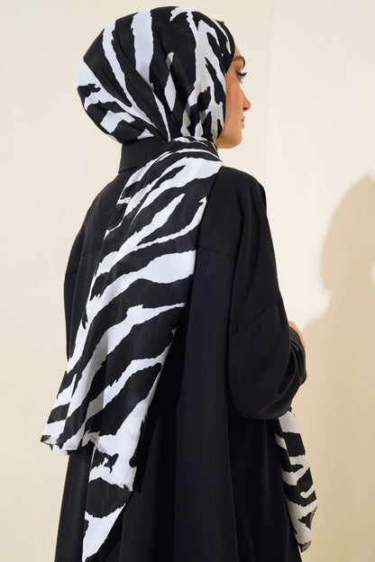 Hijab in cotone con motivo zebrato Nero Bianco