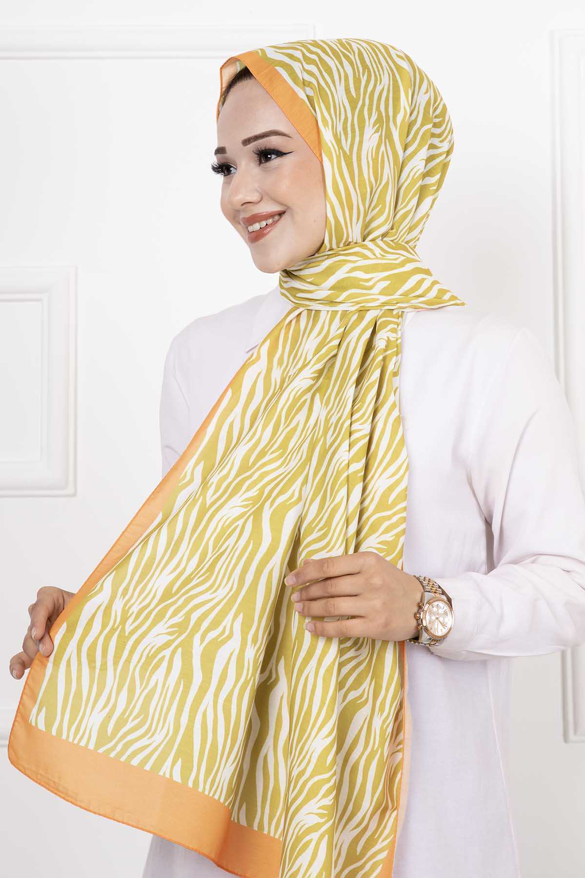 Hijab con motivo zebrato Verde petrolio