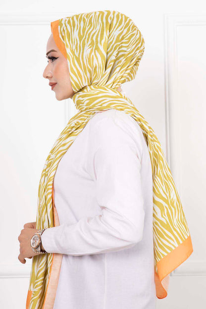 Hijab con motivo zebrato Verde petrolio